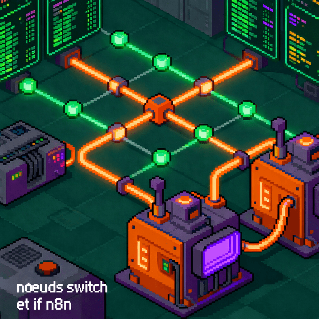 Illustration de l'article : Nœuds Switch et IF n8n : maîtriser les flux conditionnels en pratique